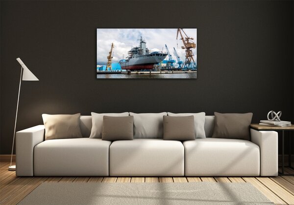 Fotografie imprimată pe sticlă navă șantier naval