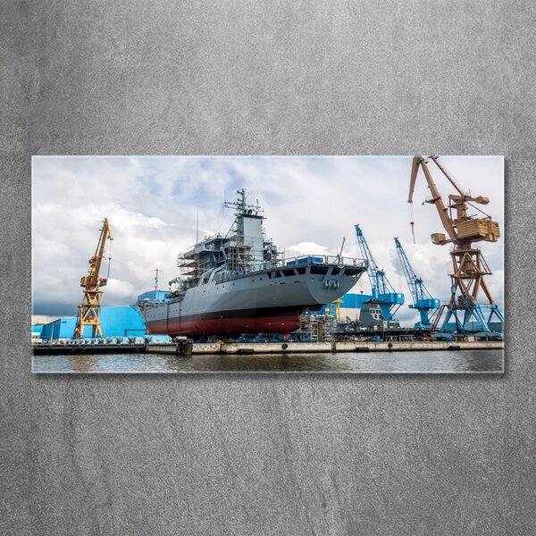 Fotografie imprimată pe sticlă navă șantier naval