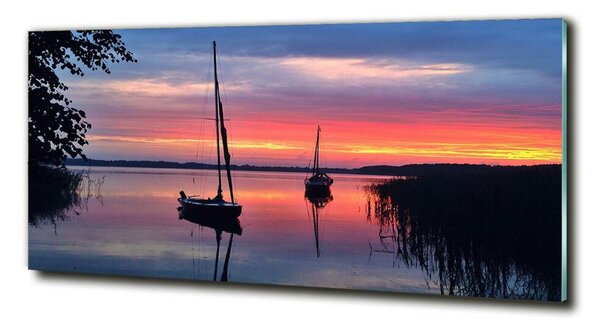 Imagine de sticlă Sailboats la Sunset