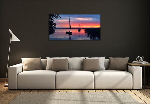 Imagine de sticlă Sailboats la Sunset
