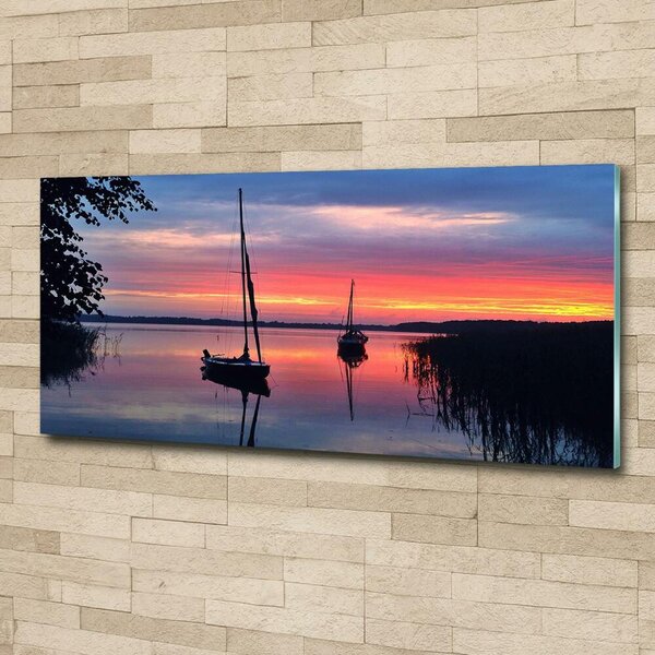 Imagine de sticlă Sailboats la Sunset