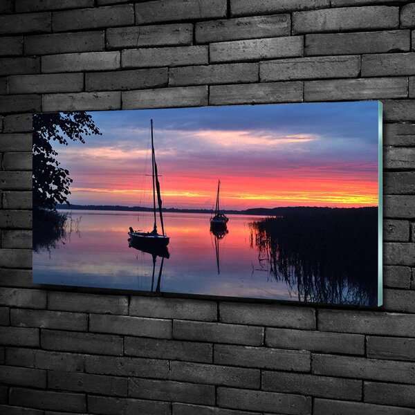 Imagine de sticlă Sailboats la Sunset