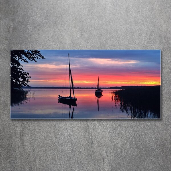 Imagine de sticlă Sailboats la Sunset