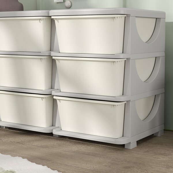 HOMCOM Comodă cu 6 Sertare pentru Copii 3-6 Ani cu Margini Rotunjite, din PP Crem, 75x37x56.5 cm | Aosom Romania