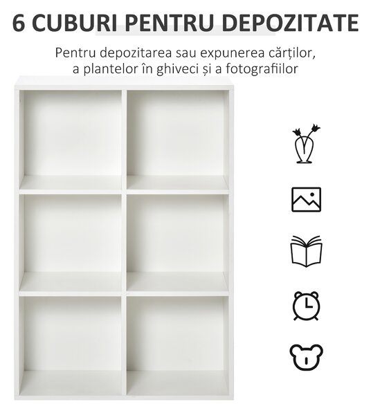HOMCOM Mobile Libreria a 6 Cubi Moderno a Parete in Legno Bianco | Aosom Romania