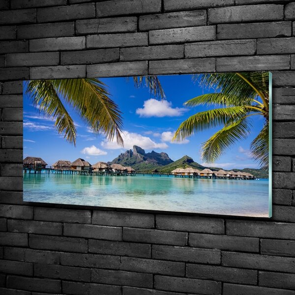 Fotografie imprimată pe sticlă Palmieri pe Bora Bora
