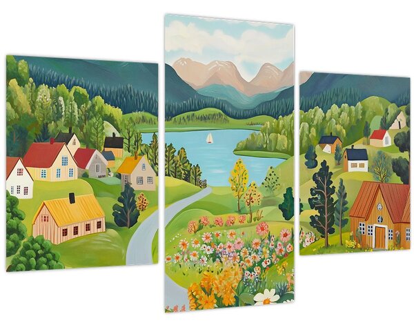 Tablou - Sat în Munți (90x60 cm)