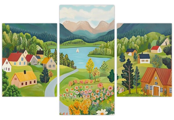 Tablou - Sat în Munți (90x60 cm)