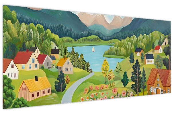 Tablou - Sat în Munți (120x50 cm)