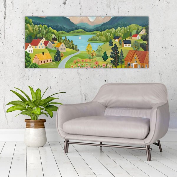 Tablou - Sat în Munți (120x50 cm)