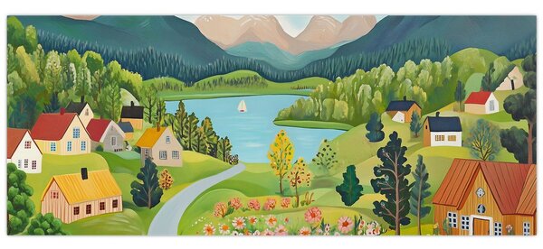 Tablou - Sat în Munți (120x50 cm)