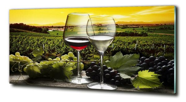 Tablou pe pe sticlă Vin și struguri