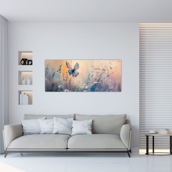Tablou - Pajiște cu Fluture II (120x50 cm)