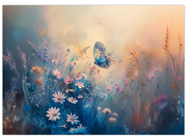Tablou - Pajiște cu Fluture (70x50 cm)