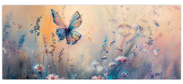 Tablou - Pajiște cu Fluture II (120x50 cm)