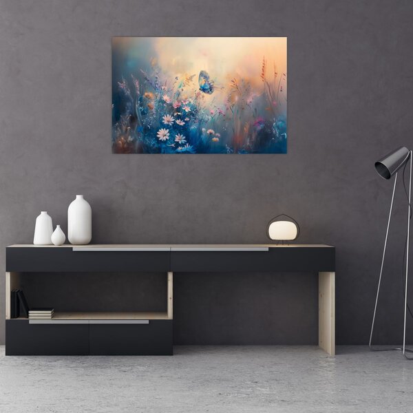 Tablou - Pajiște cu Fluture (90x60 cm)