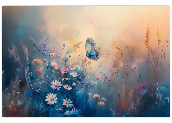 Tablou - Pajiște cu Fluture (90x60 cm)