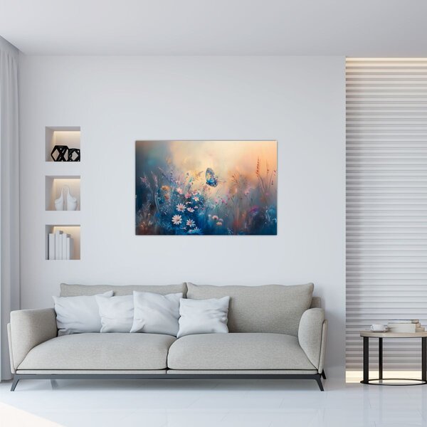 Tablou - Pajiște cu Fluture (90x60 cm)