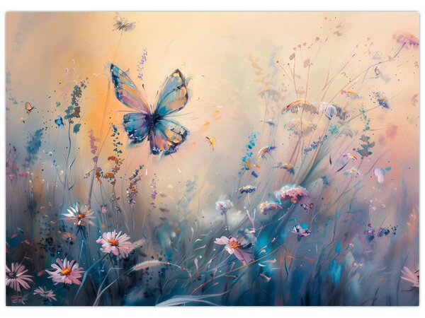 Tablou - Pajiște cu Fluture II (70x50 cm)