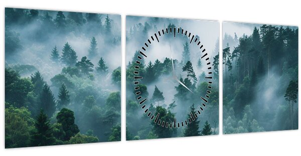 Tablou - Pădure în Ceață (cu ceas) (90x30 cm)