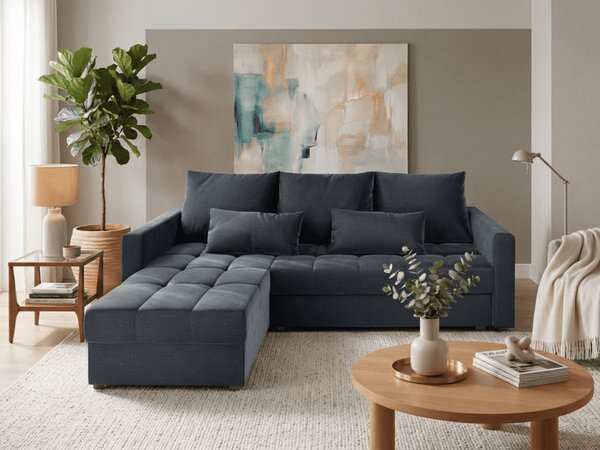 Canapea coltar extensibil ZENOVA 220 x 140 cm, reversibila – gri inchis