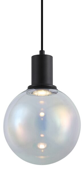 Lampă suspendată de design neagră cu sticlă curcubeu 20cm - Mallon