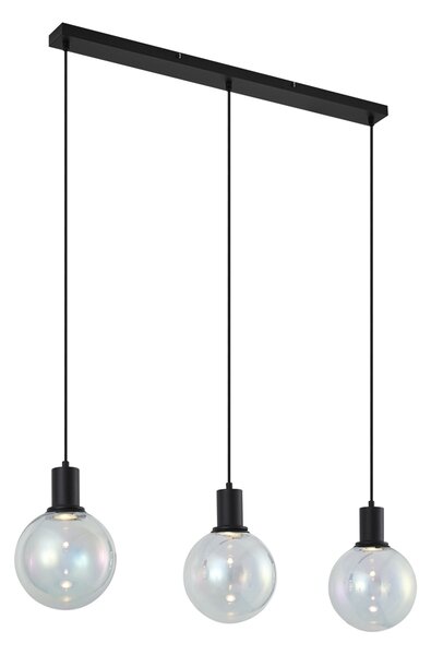 Lampă suspendată de design neagră cu sticlă curcubeu dreptunghiulară cu 3 lumini - Mallon