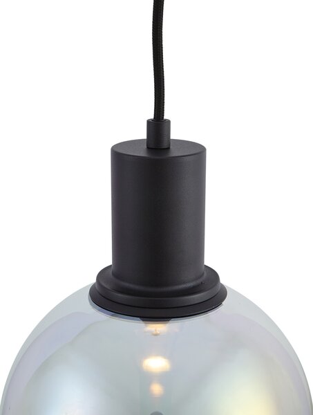 Lampă suspendată de design neagră cu sticlă curcubeu 20cm - Mallon