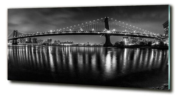 Tablou Printat Pe Sticlă Manhattan pe timp de noapte
