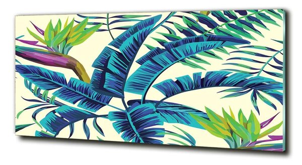 Tablou pe pe sticlă frunze tropicale