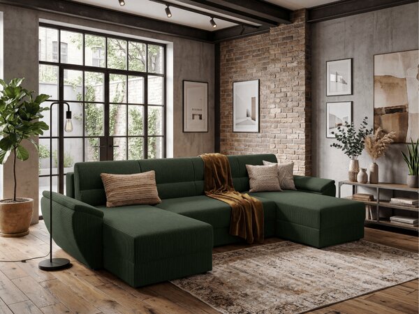 Coltar extensibil in forma de U TAVERO, verde inchis, 321x140 cm