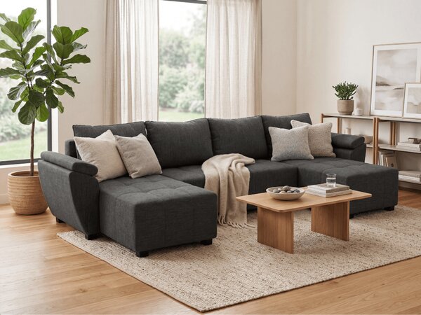Coltar extensibil in forma de U LIVARO, gri inchis, 305x140 cm