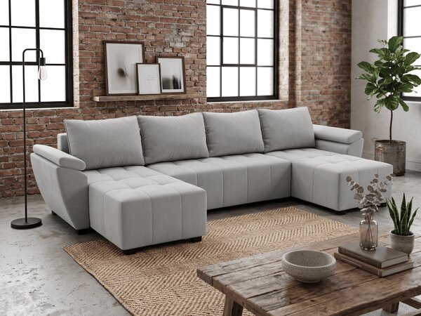 Coltar extensibil in forma de U LIVARO, gri deschis, 305x140 cm