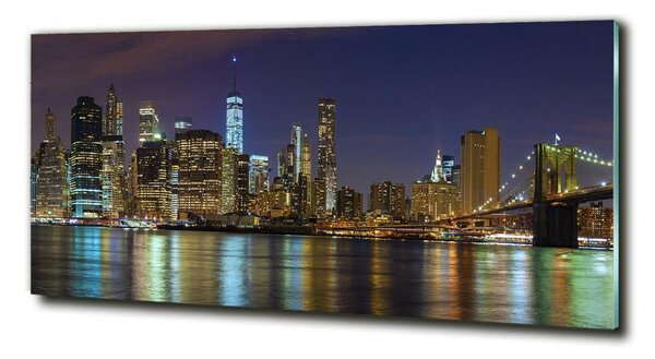 Tablou Printat Pe Sticlă Manhattan pe timp de noapte