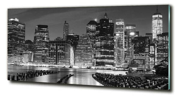 Tablou pe pe sticlă Manhattan pe timp de noapte