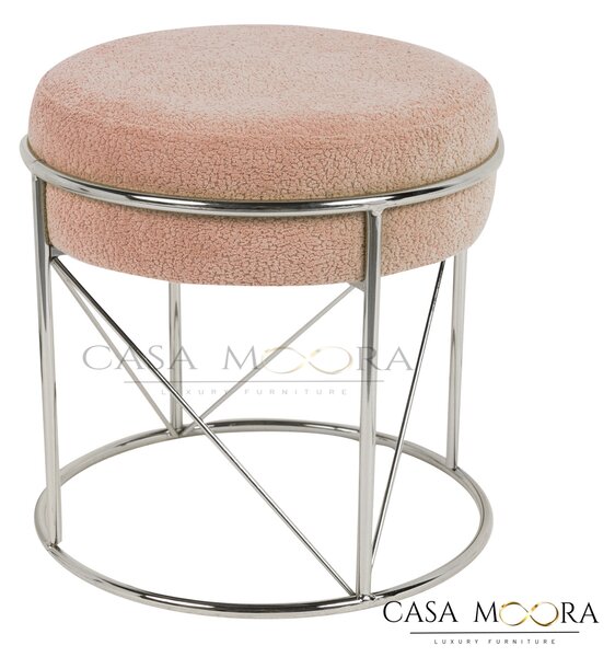 TABURET BOUCLE ROSE ARGINTIU