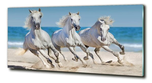 Tablou din Sticlă White Beach Horse
