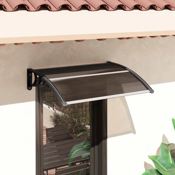 Outsunny Copertină Exterioară Impermeabilă și Anti-UV cu Placă Curbată, 75x120x23 cm, Maro și Negru | Aosom Romania