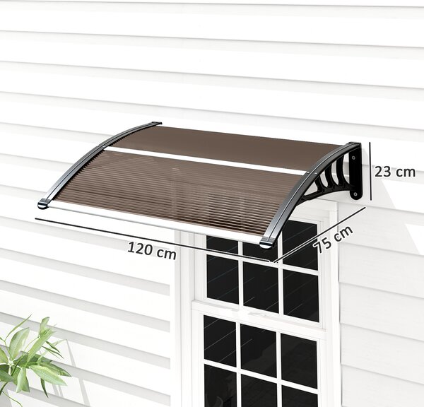 Outsunny Copertină Exterioară Impermeabilă și Anti-UV cu Placă Curbată, 75x120x23 cm, Maro și Negru | Aosom Romania