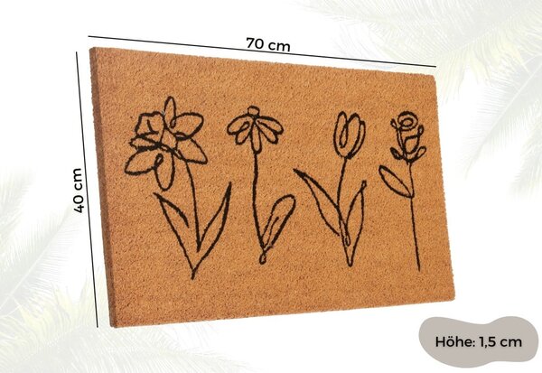 Covoraș de intrare din fibre de nucă de cocos 40x70 cm Wildflowers – Hanse Home