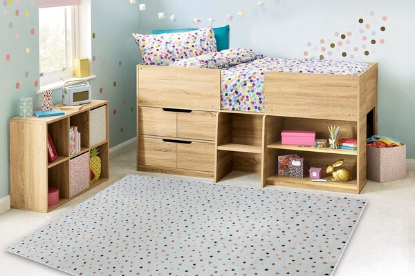 BAMBINO 47890 covor lavabil Puncte pentru copii anti-alunecare - alb / maro