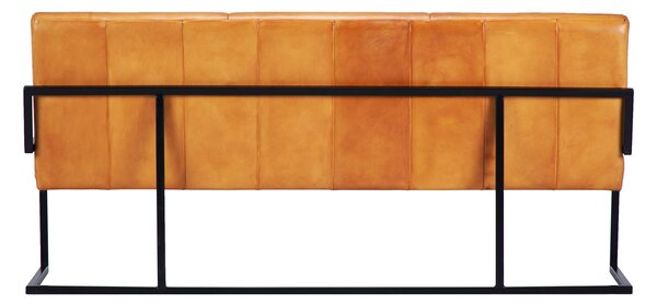 Bancă din piele Nomad Ribbed Comfort Maro călduros / 160 cm