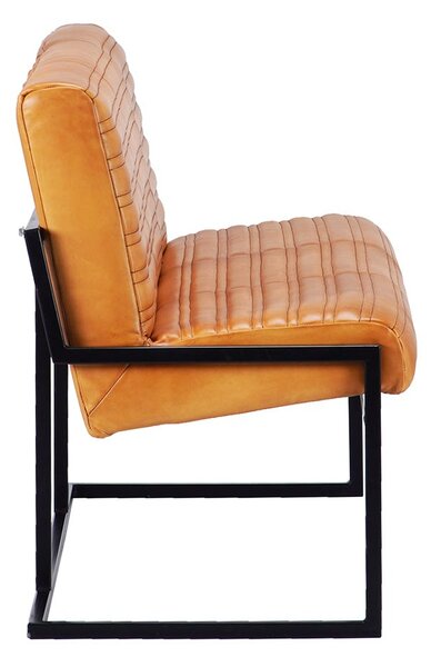 Bancă din piele Nomad Ribbed Comfort Maro călduros / 160 cm