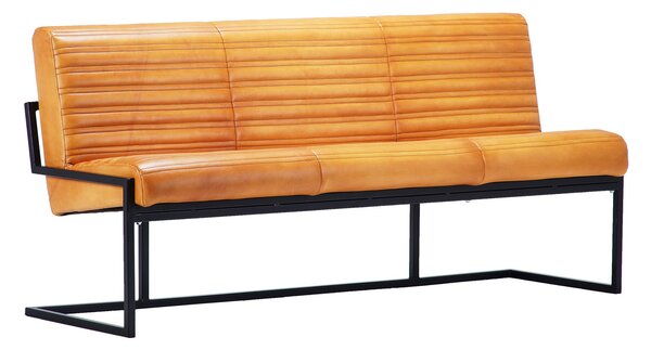 Bancă din piele Nomad Ribbed Comfort Maro călduros / 160 cm