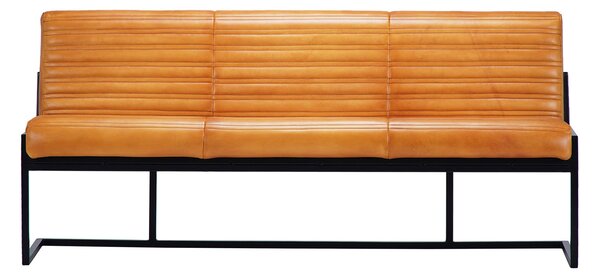 Bancă din piele Nomad Ribbed Comfort Maro călduros / 160 cm