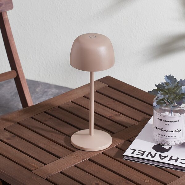 Lindby LED-Lampa de masă cu baterie Arietty, bej, dimabilă, IP65, reglabil, Bej, Camera de zi / sufragerie, Aluminiu, Modern
