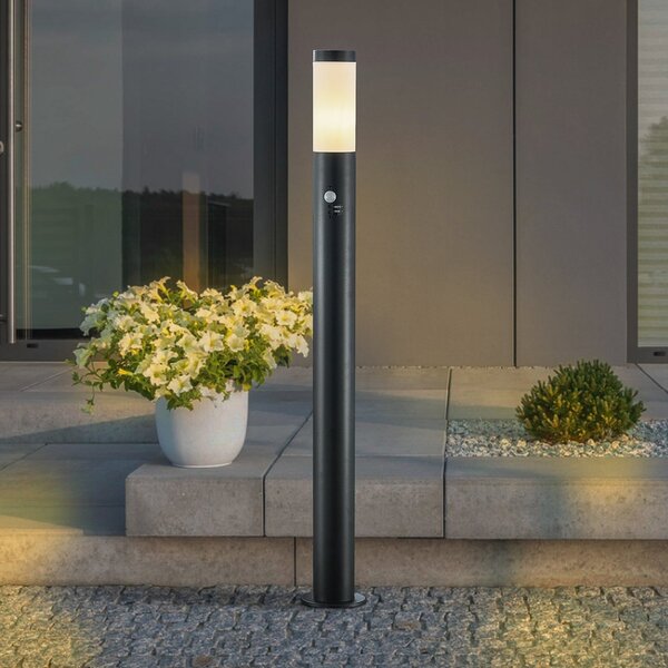 Lindby Bornă luminoasă Statius, antracit/alb, senzor, 100 cm, Negru, Metal, Modern