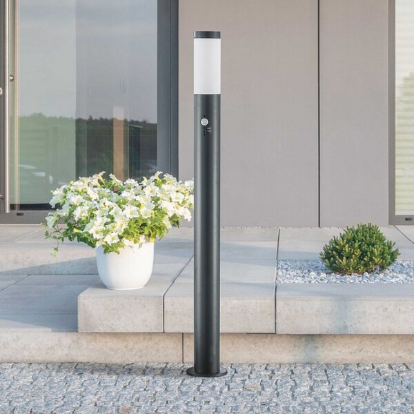 Lindby Bornă luminoasă Statius, antracit/alb, senzor, 100 cm, Negru, Metal, Modern