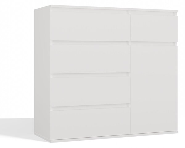 Comodă Elbvelu 130Alb, Cu sertare și uși, 9x10x4cm