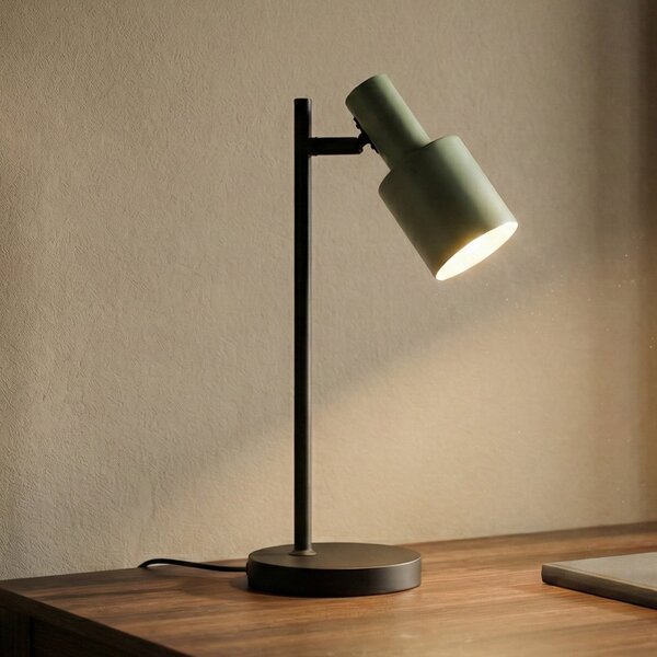 Lindby Lampă de masă Ovelia, verde/negru, metal, E27, Negru, Studiu / Birou, Metal, Modern, Birou de masă